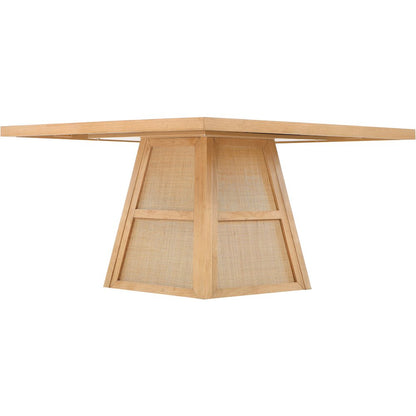 Fenwick 54.25" Natural Cane, Oak Veneer And Solid Wood Dining Table