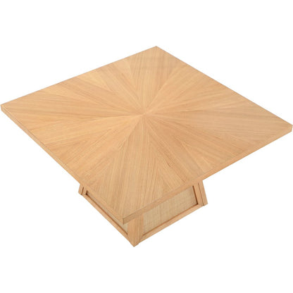 Fenwick 54.25" Natural Cane, Oak Veneer And Solid Wood Dining Table