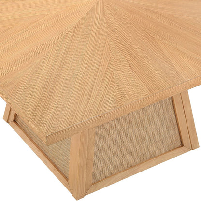 Fenwick 54.25" Natural Cane, Oak Veneer And Solid Wood Dining Table