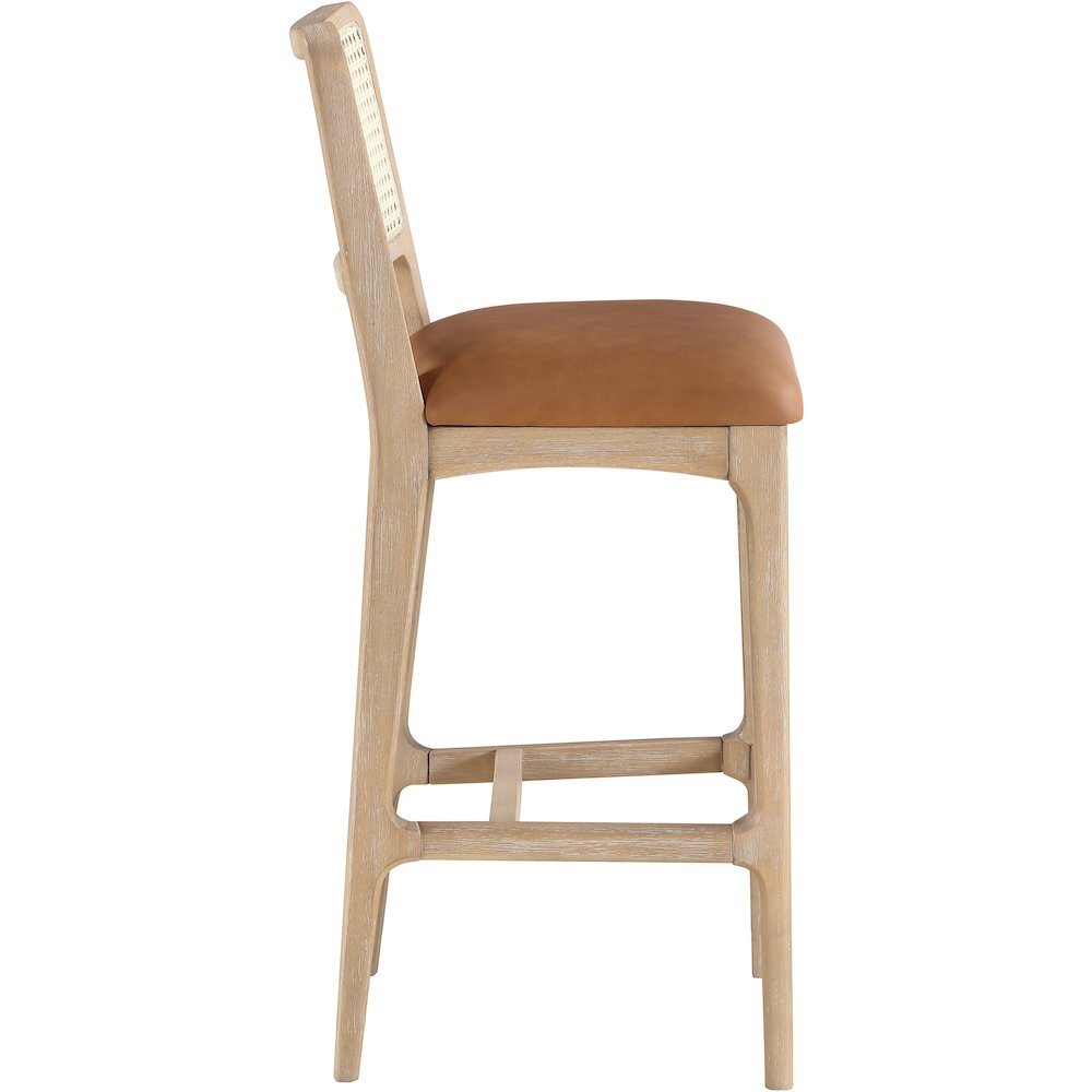 Atrium Cognac Cane Back And Vegan Leather Upholstered Bar Stool, Set of 2