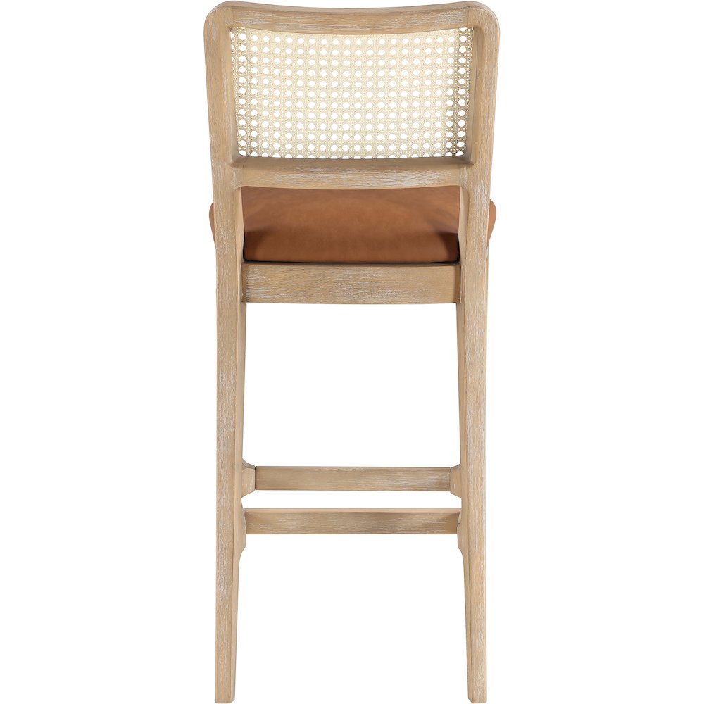 Atrium Cognac Cane Back And Vegan Leather Upholstered Bar Stool, Set of 2