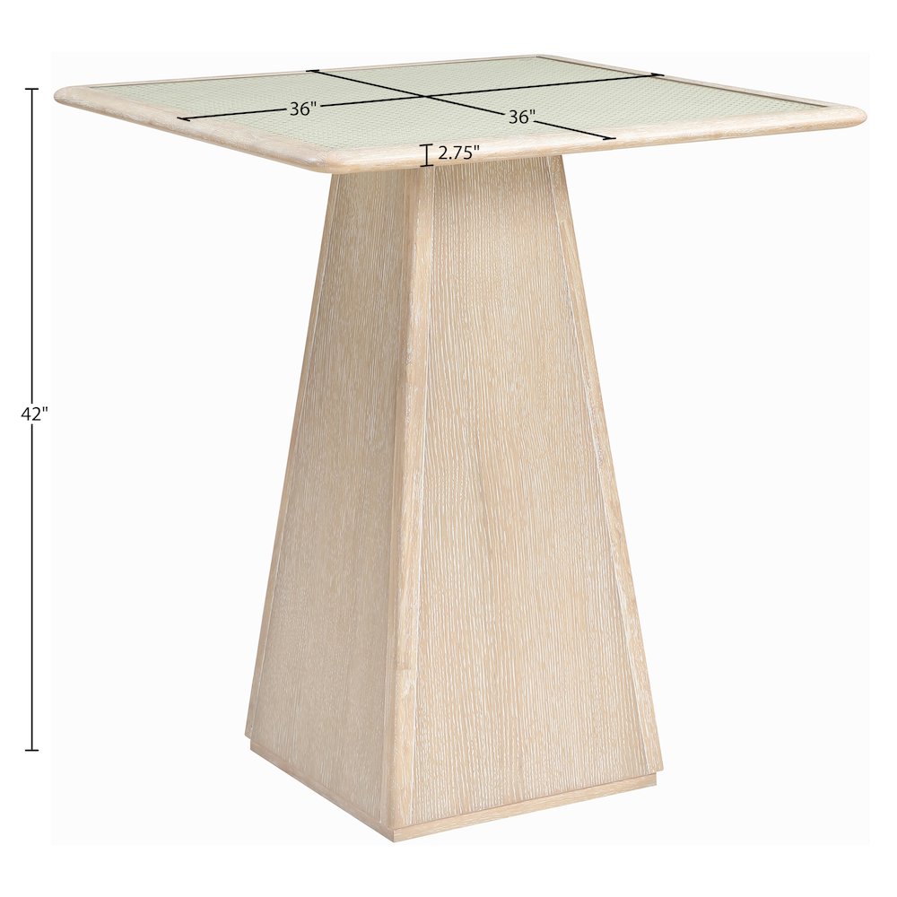 Atrium Natural Glass And Cane Top With Solid Wood Base Bar Height Table