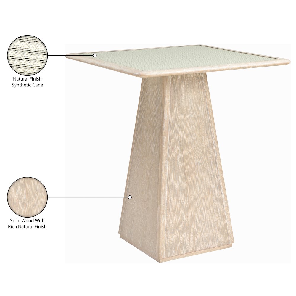 Atrium Natural Glass And Cane Top With Solid Wood Base Bar Height Table