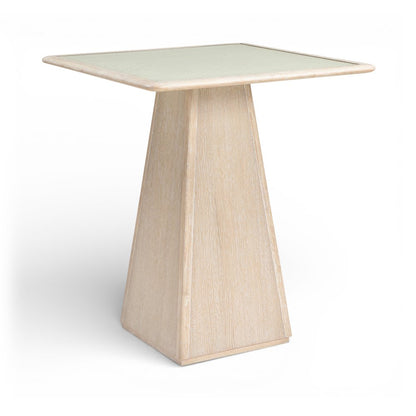 Atrium Natural Glass And Cane Top With Solid Wood Base Bar Height Table