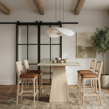 Atrium Natural Glass And Cane Top With Solid Wood Base Bar Height Table