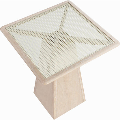 Atrium Natural Glass And Cane Top With Solid Wood Base Bar Height Table