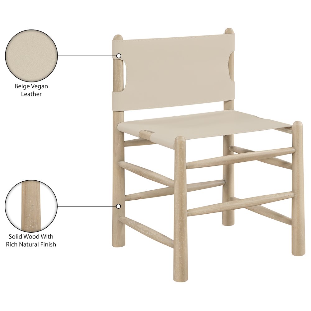 Santos Beige Vegan Leather Upholstered Dining Chair, Set of 2