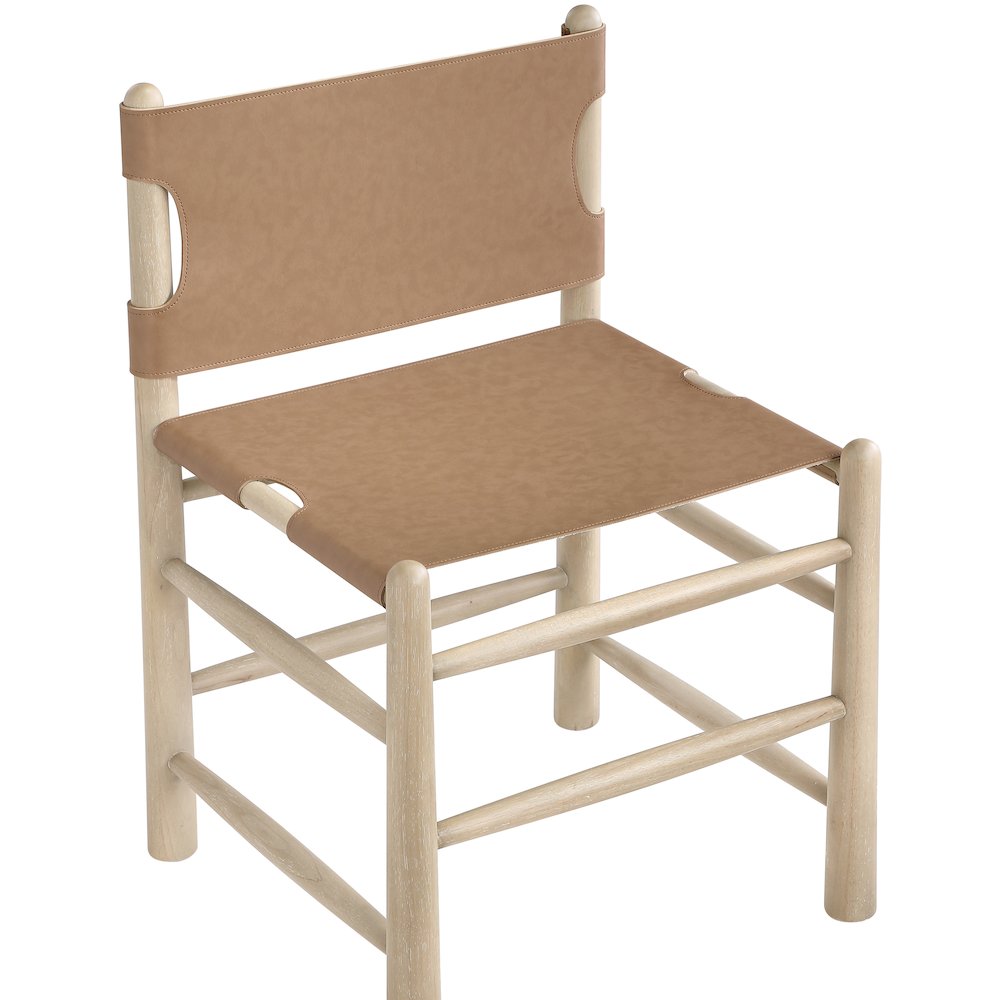 Santos Brown Vegan Leather Upholstered Dining Chair, Set of 2