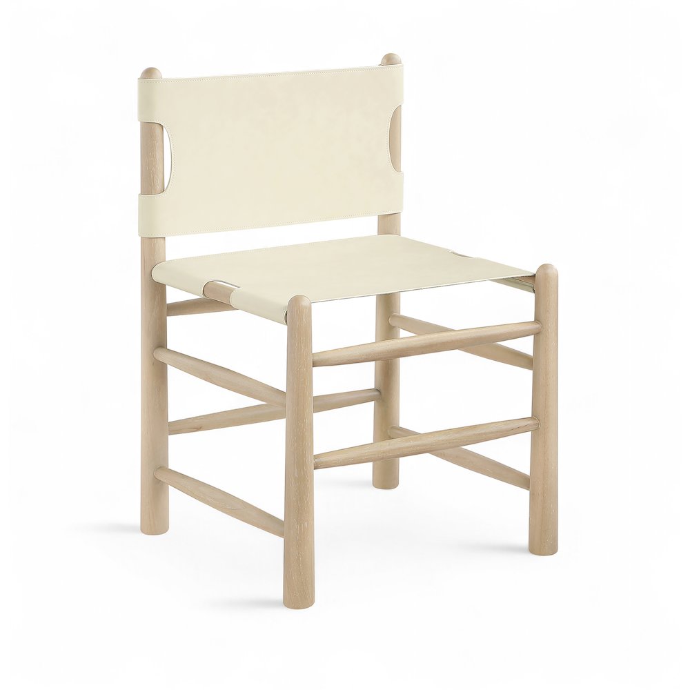 Santos Cream Vegan Leather Upholstered Dining Chair, Set of 2