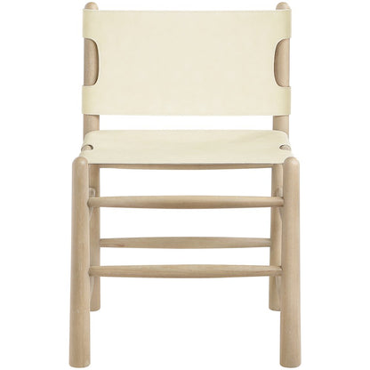 Santos Cream Vegan Leather Upholstered Dining Chair, Set of 2