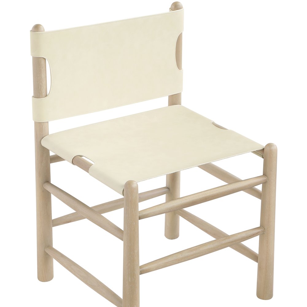 Santos Cream Vegan Leather Upholstered Dining Chair, Set of 2
