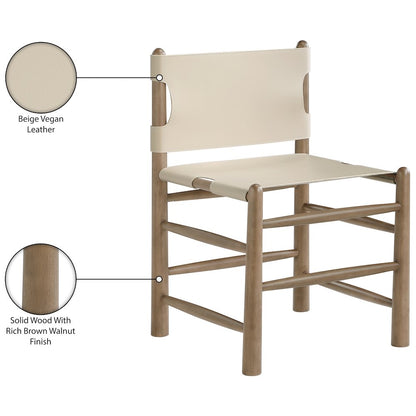 Santos Beige Vegan Leather Upholstered Dining Chair, Set of 2