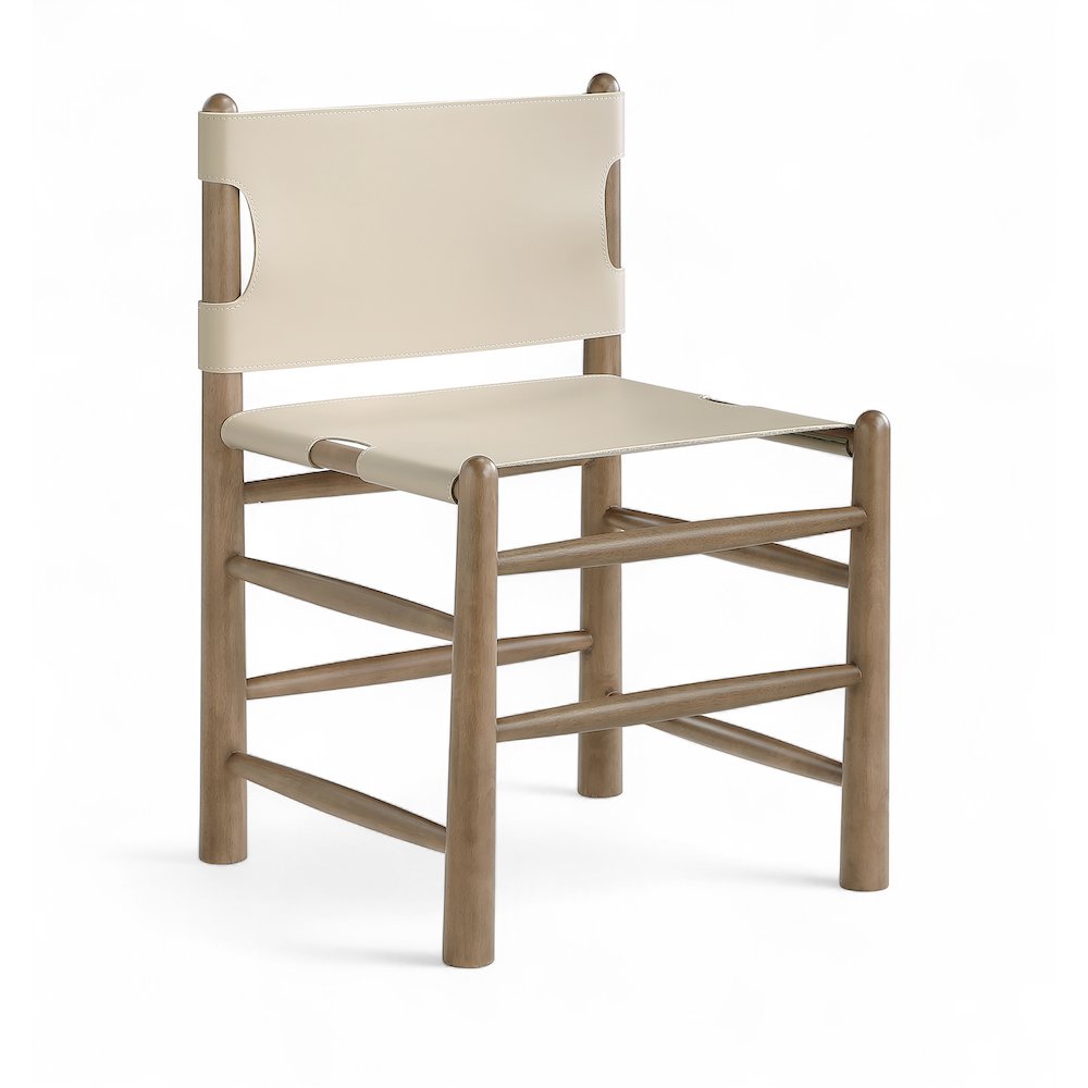 Santos Beige Vegan Leather Upholstered Dining Chair, Set of 2