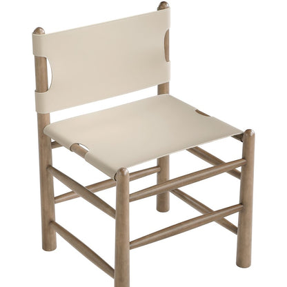Santos Beige Vegan Leather Upholstered Dining Chair, Set of 2