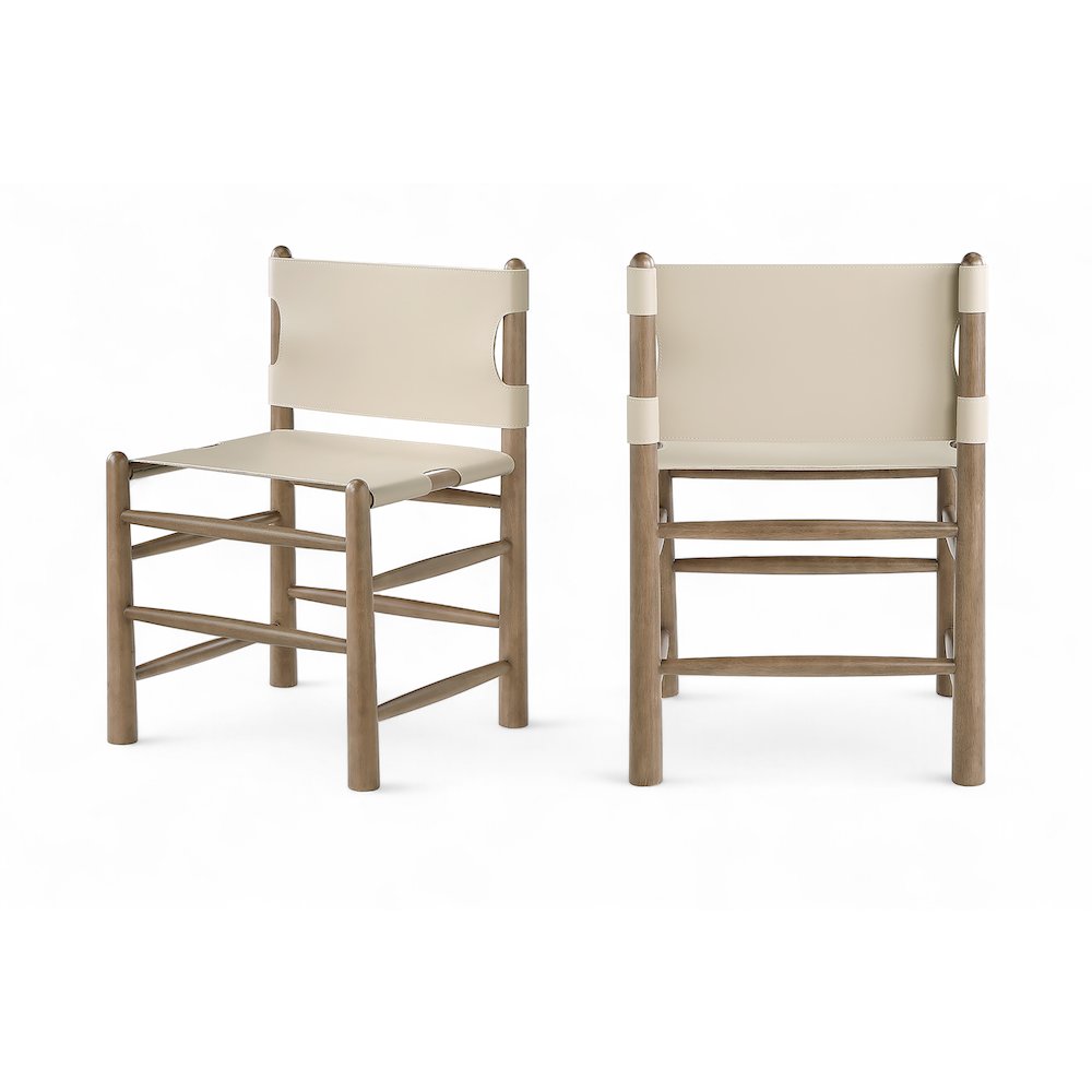 Santos Beige Vegan Leather Upholstered Dining Chair, Set of 2