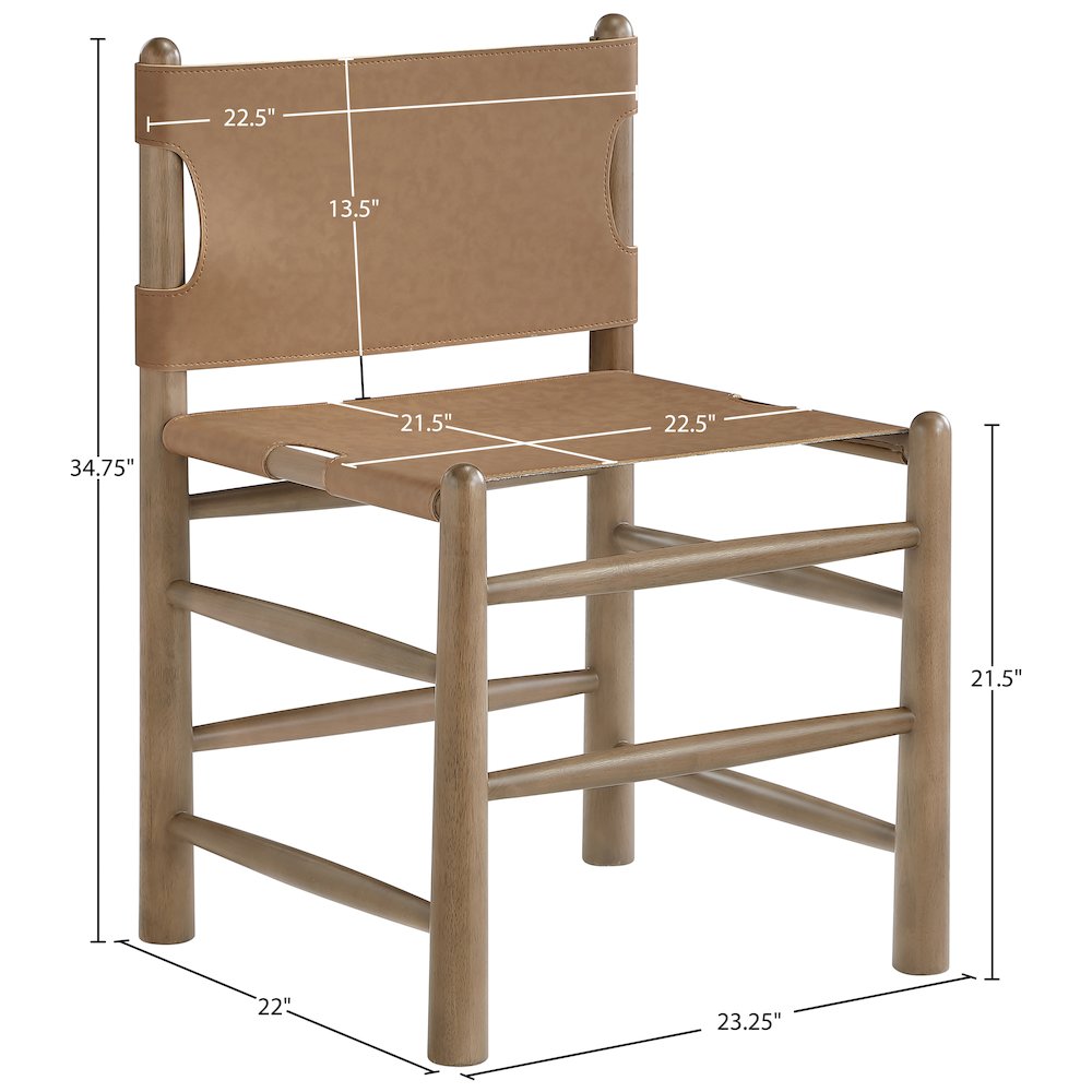 Santos Brown Vegan Leather Upholstered Dining Chair, Set of 2