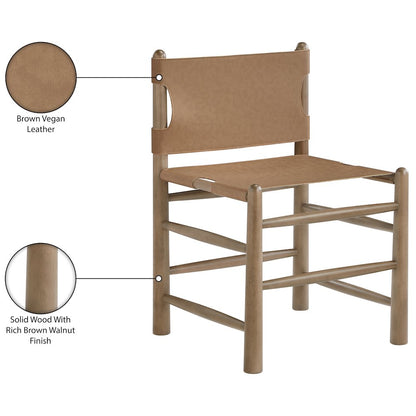 Santos Brown Vegan Leather Upholstered Dining Chair, Set of 2