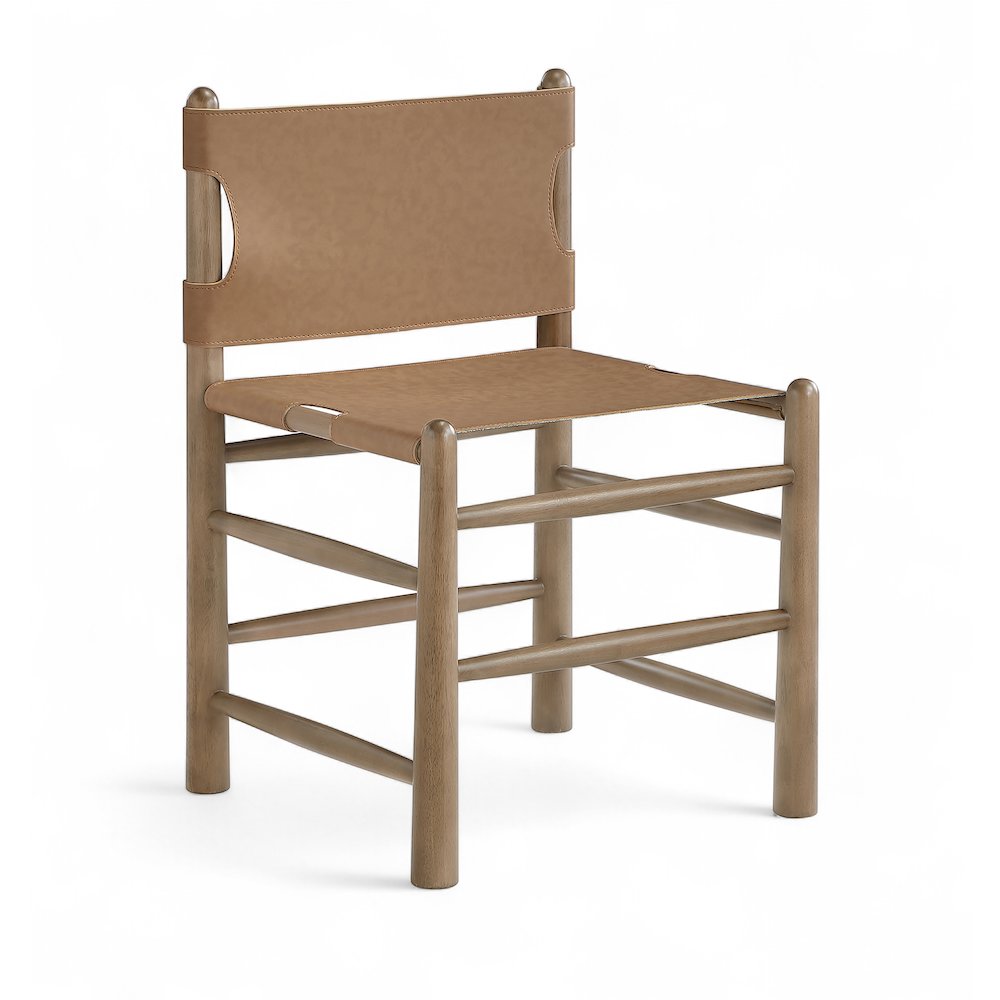 Santos Brown Vegan Leather Upholstered Dining Chair, Set of 2