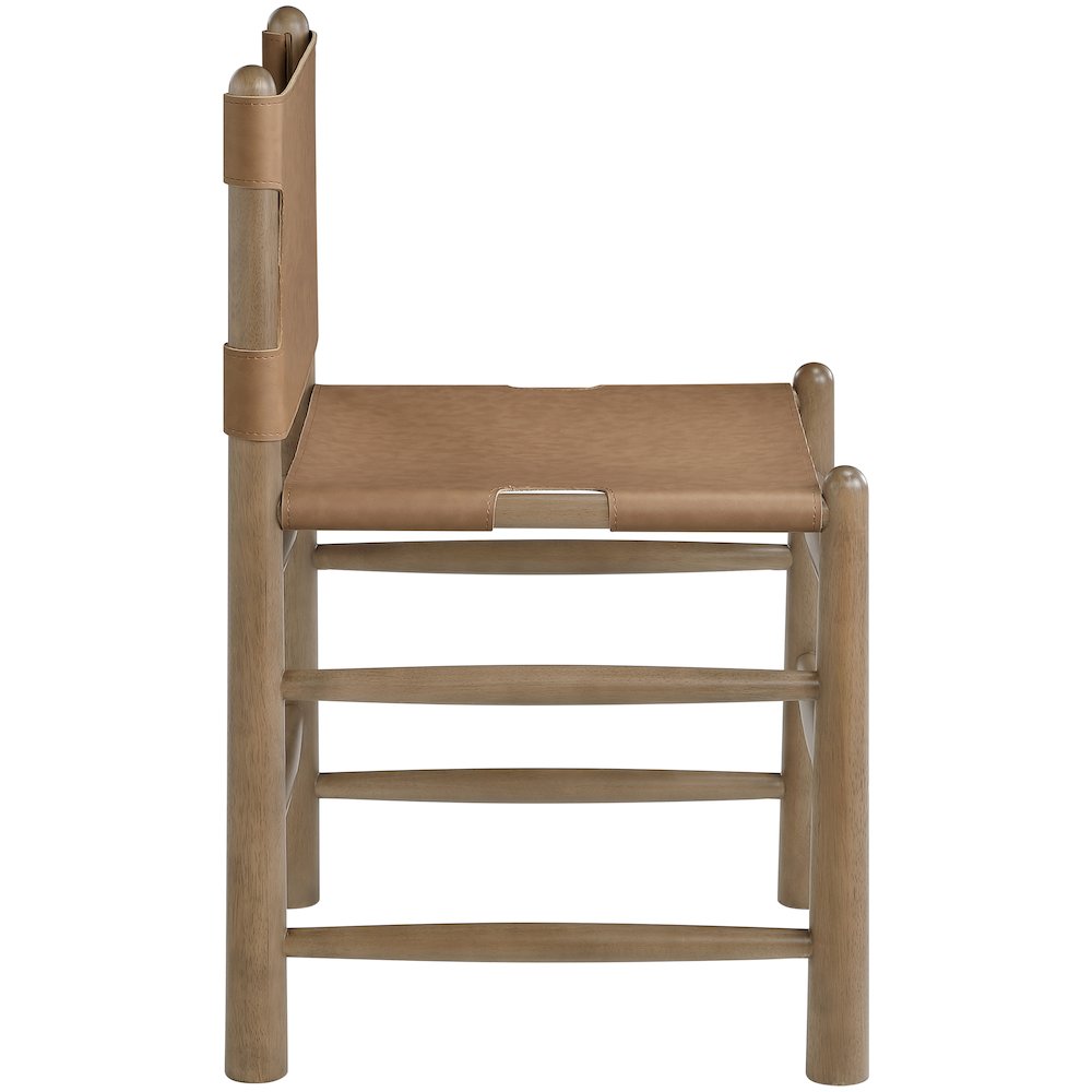 Santos Brown Vegan Leather Upholstered Dining Chair, Set of 2