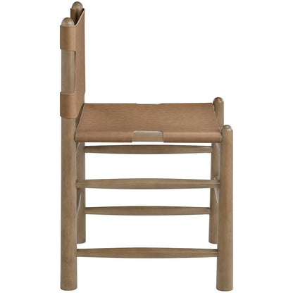 Santos Brown Vegan Leather Upholstered Dining Chair, Set of 2