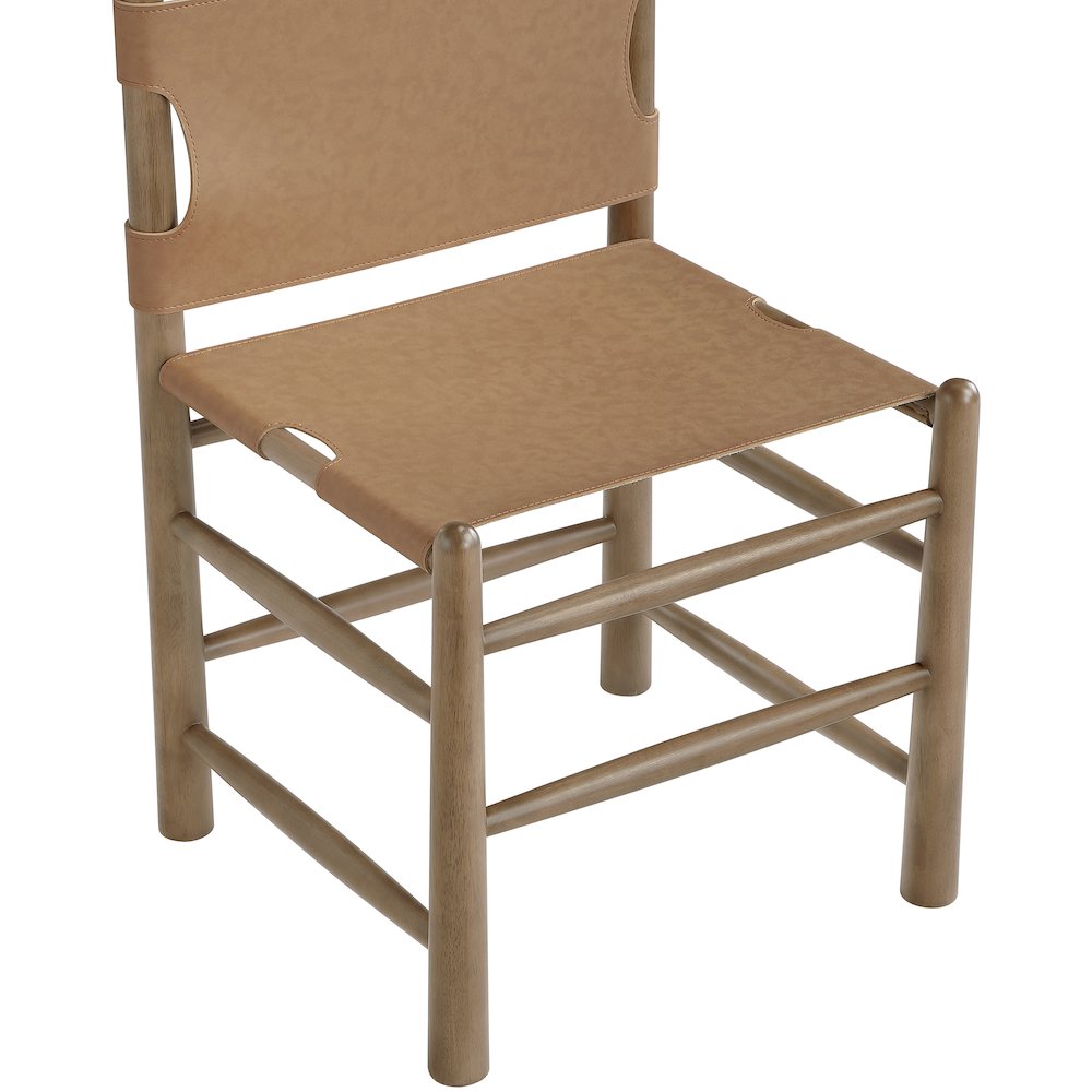 Santos Brown Vegan Leather Upholstered Dining Chair, Set of 2