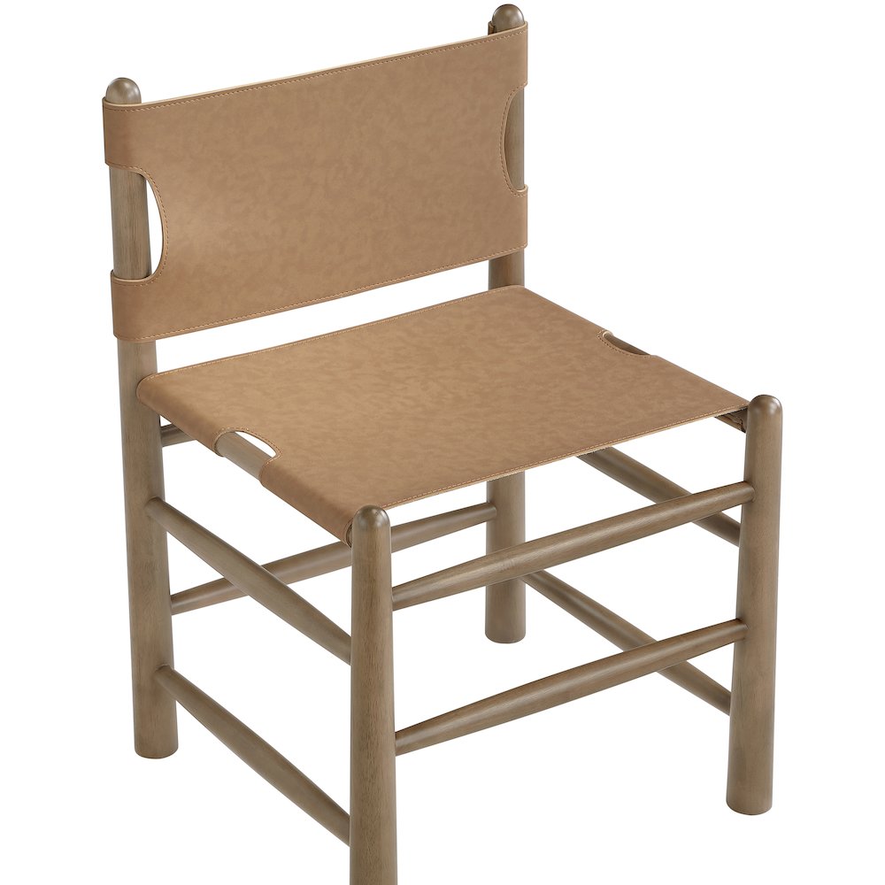 Santos Brown Vegan Leather Upholstered Dining Chair, Set of 2