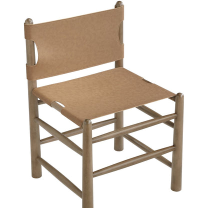 Santos Brown Vegan Leather Upholstered Dining Chair, Set of 2