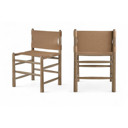Santos Brown Vegan Leather Upholstered Dining Chair, Set of 2