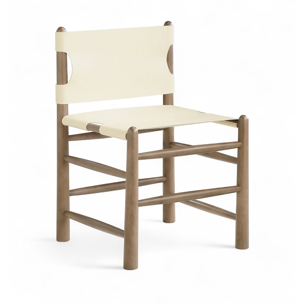 Santos Cream Vegan Leather Upholstered Dining Chair, Set of 2