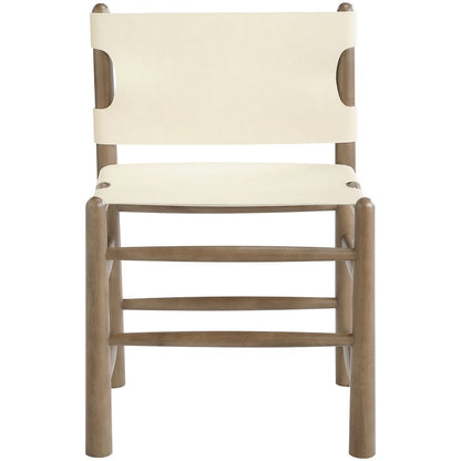 Santos Cream Vegan Leather Upholstered Dining Chair, Set of 2