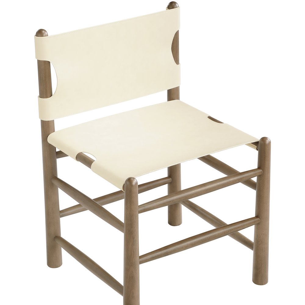 Santos Cream Vegan Leather Upholstered Dining Chair, Set of 2