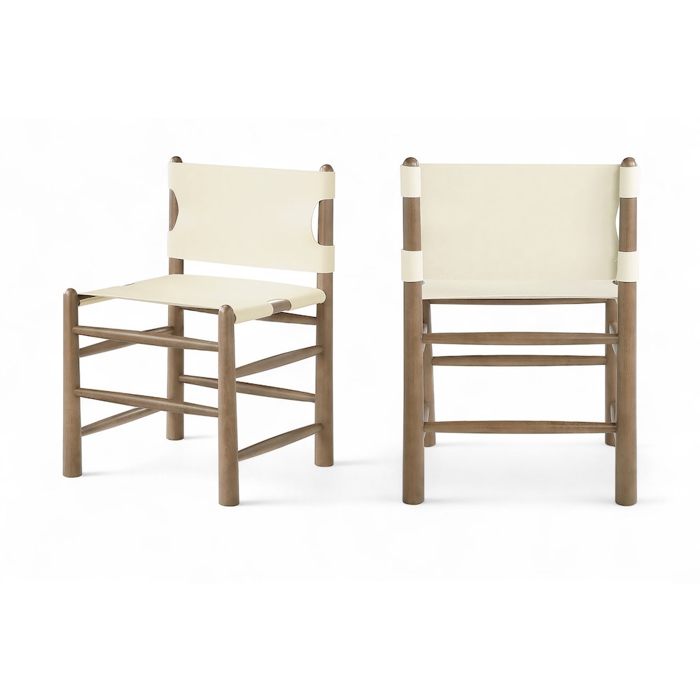 Santos Cream Vegan Leather Upholstered Dining Chair, Set of 2