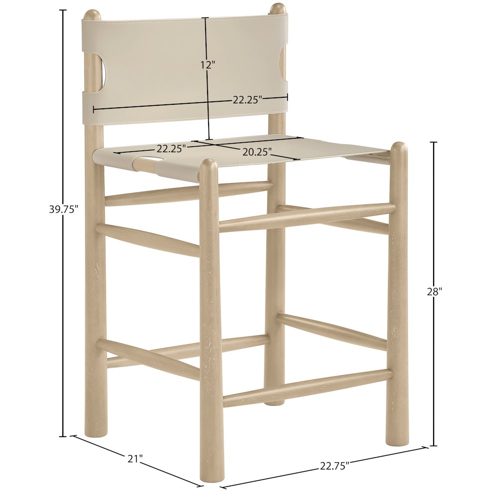 Santos Beige Vegan Leather Upholstered Counter Stool