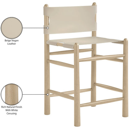 Santos Beige Vegan Leather Upholstered Counter Stool