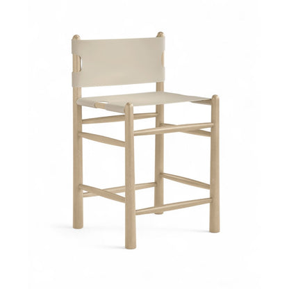 Santos Beige Vegan Leather Upholstered Counter Stool