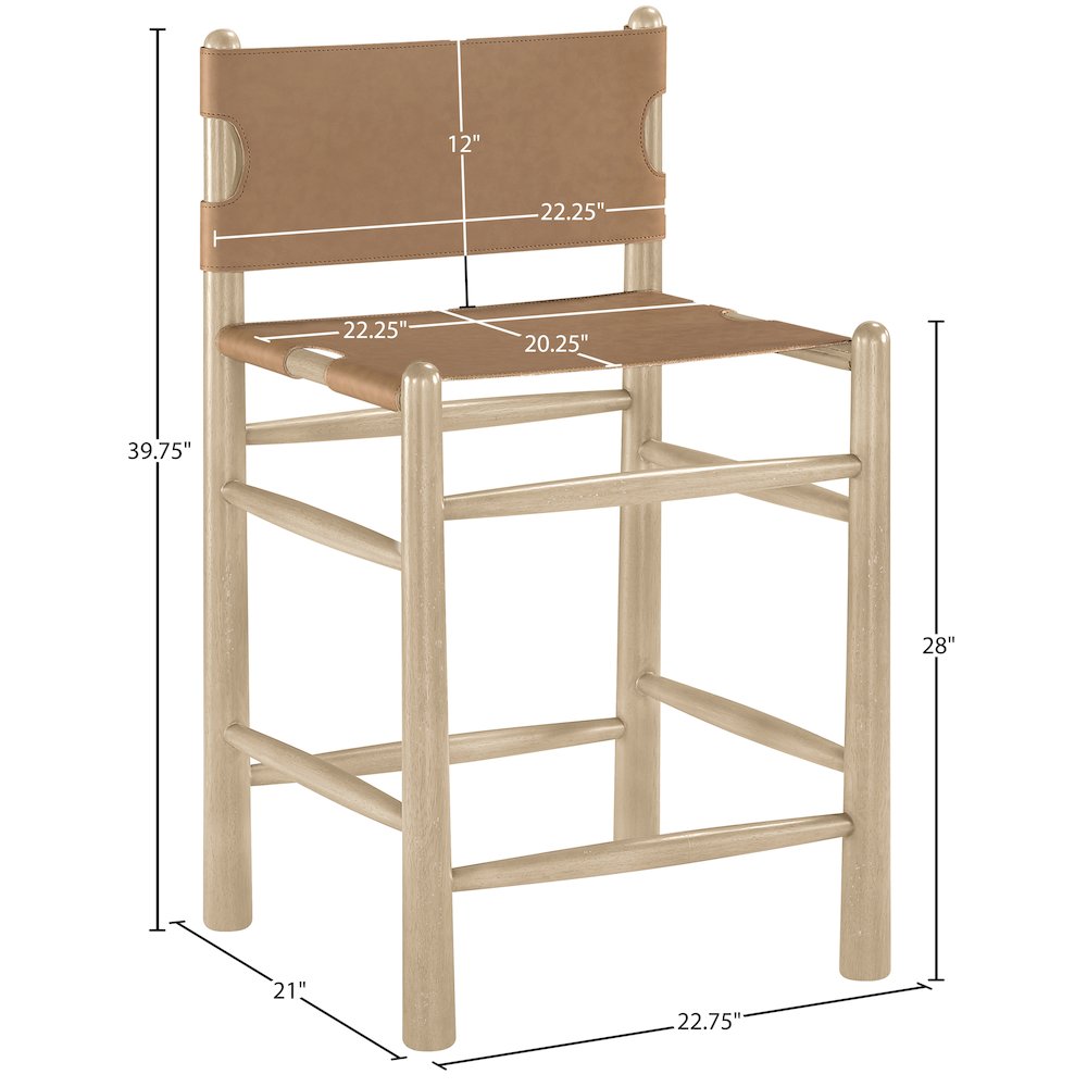 Santos Brown Vegan Leather Upholstered Counter Stool