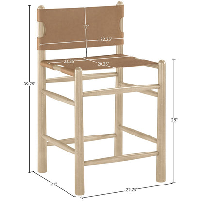 Santos Brown Vegan Leather Upholstered Counter Stool
