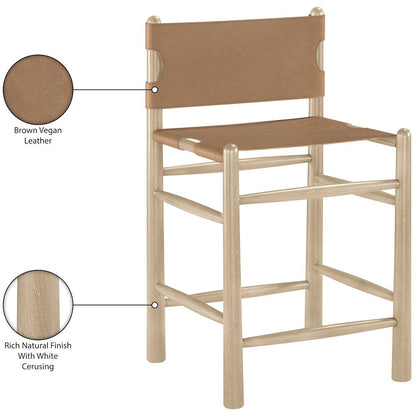 Santos Brown Vegan Leather Upholstered Counter Stool