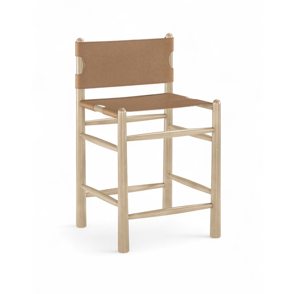 Santos Brown Vegan Leather Upholstered Counter Stool