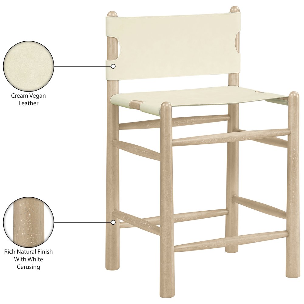 Santos Cream Vegan Leather Upholstered Counter Stool