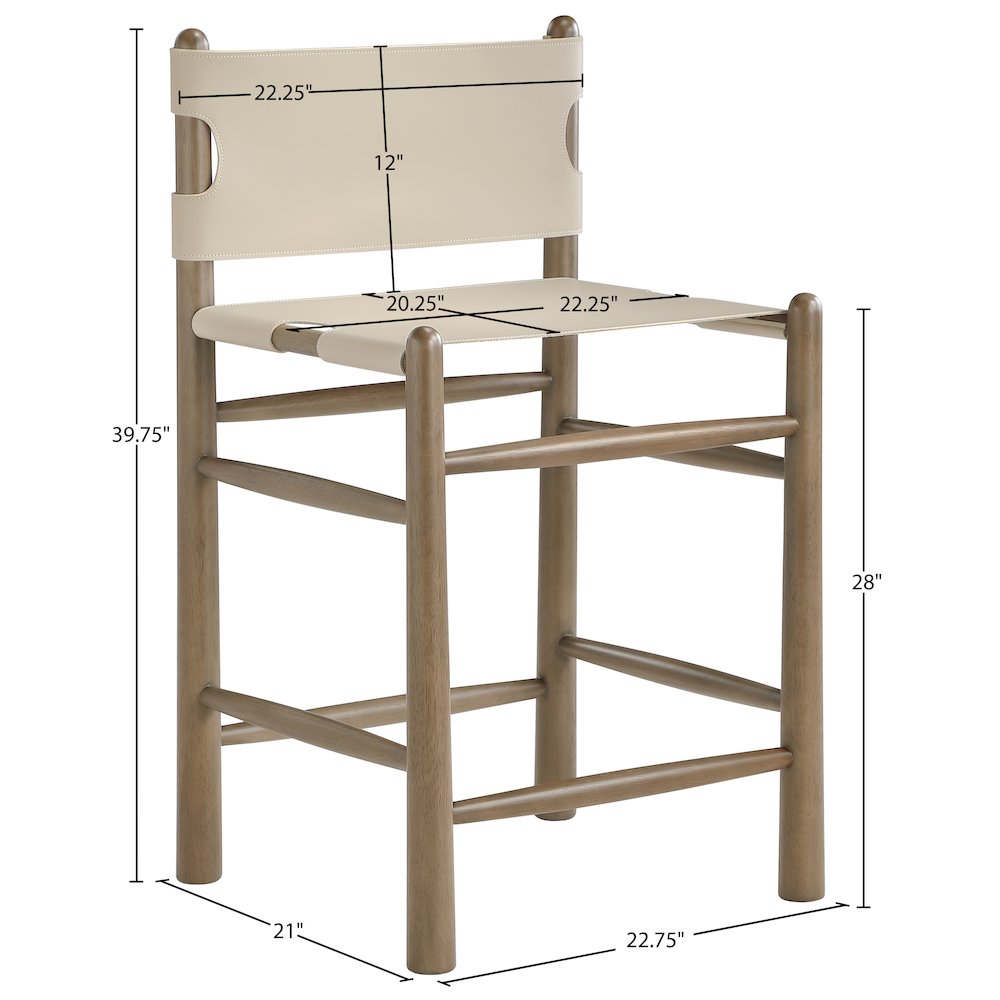 Santos Beige Vegan Leather Upholstered Counter Stool