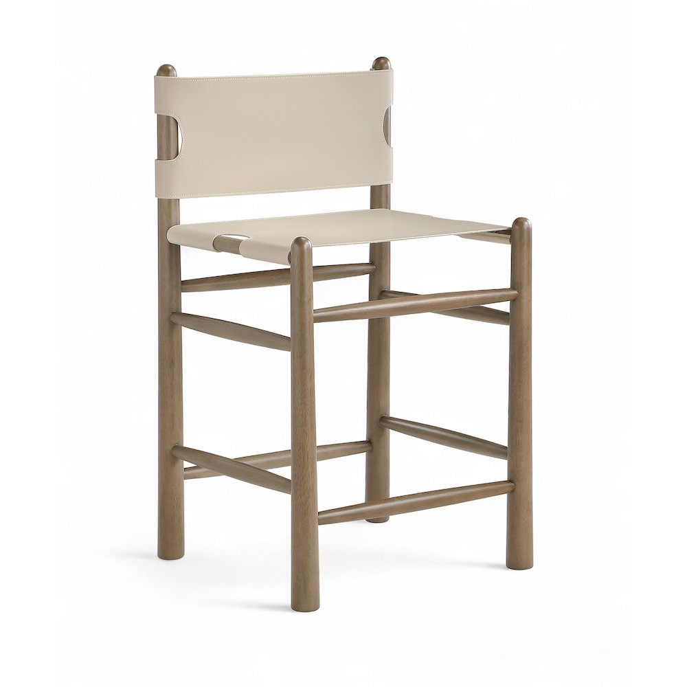 Santos Beige Vegan Leather Upholstered Counter Stool