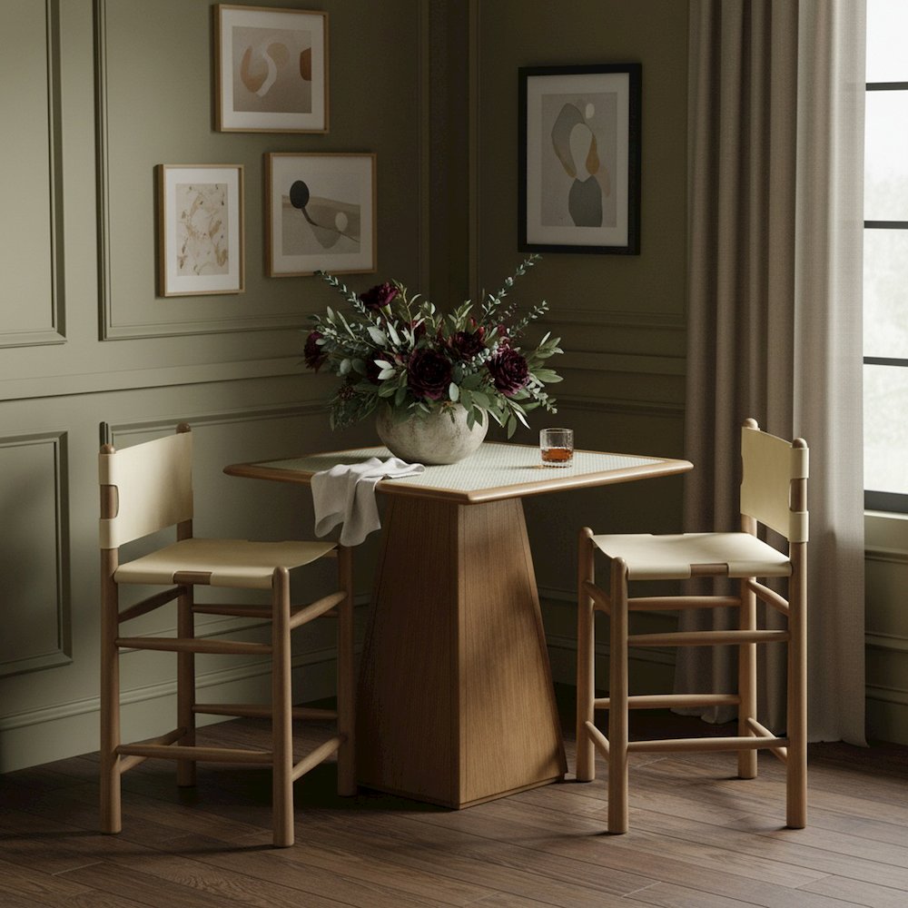 Santos Beige Vegan Leather Upholstered Counter Stool