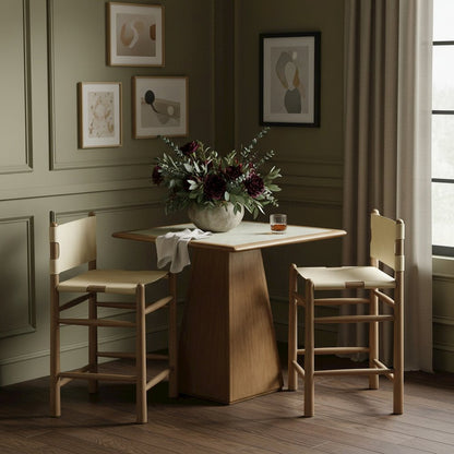 Santos Beige Vegan Leather Upholstered Counter Stool