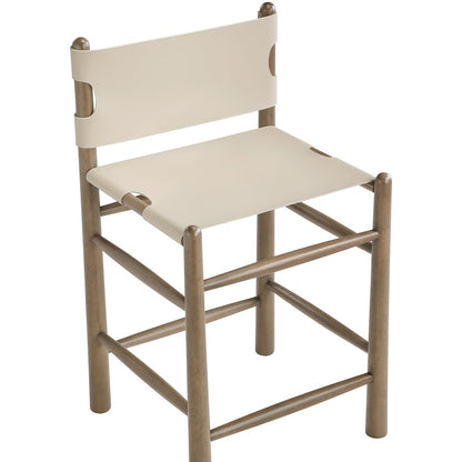 Santos Beige Vegan Leather Upholstered Counter Stool