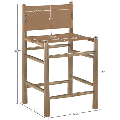Santos Brown Vegan Leather Upholstered Counter Stool