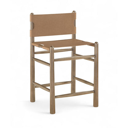 Santos Brown Vegan Leather Upholstered Counter Stool