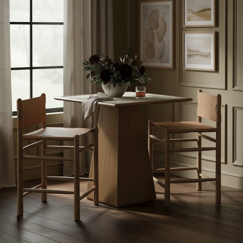 Santos Brown Vegan Leather Upholstered Counter Stool