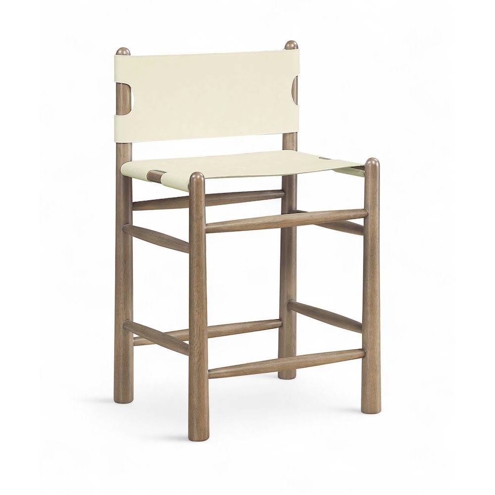 Santos Cream Vegan Leather Upholstered Counter Stool