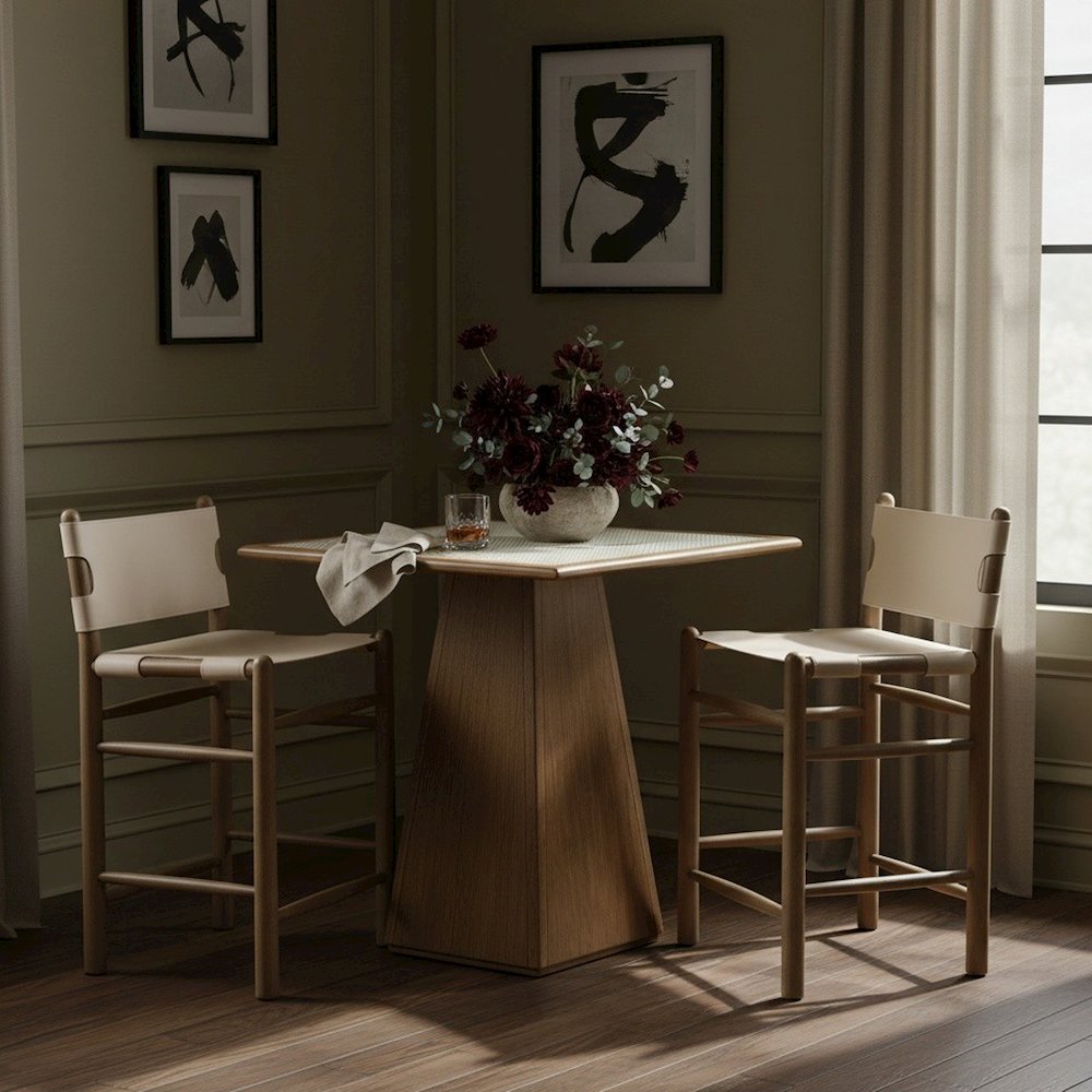 Santos Cream Vegan Leather Upholstered Counter Stool
